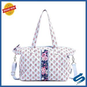 Quilted Cotton Shoulder Bag with Adjustable Strap, 19x11x6 Inches